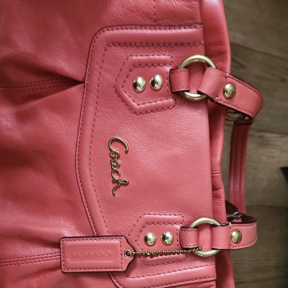 Coach Coral Leather Tote Bag - Picture 5 of 13